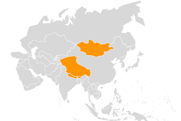 Mapa - Buddyjska azja centralna i Himalaje